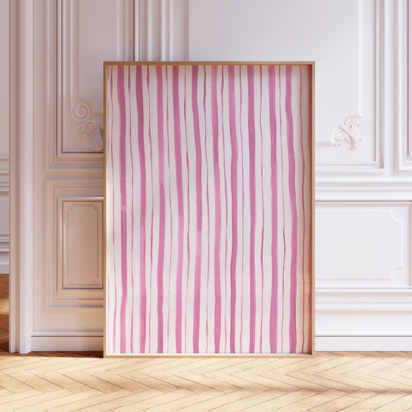 Pink Line Abstract Art Print, Minimalist Print, Stripes Art Print, Gallery Wall Art, Brush Stroke Art, Danish Home Decor, Pink Nursery Art