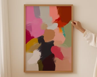 Mid Century Modern Abstract Art Print: Retro Bauhaus Wall Decor (Digital Download)