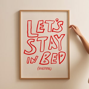 Let’s Stay In Bed Print, Mid Century Print, Bauhaus Print, Trendy Schlafzimmer Poster, Typografie Print, Schlafposter, Ästhetische Wandkunst Digital