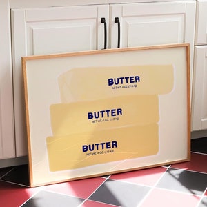 Impression d&#39;art beurre, décoration de cuisine moderne, art mural horizontal, impression d&#39;aliments Pop Art, art de cuisine tendance, dessin de fin gourmet, impression numérique imprimable