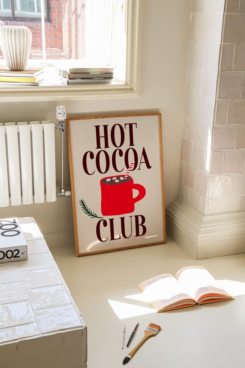 Trendy Wall Art, Modern Home Decor, Typography Print, Typography Poster, Hand Drawn Print, Hand Drawn Sketch, Foodie Drawing, Hot Chocolate Print, Hot Chocolate Wall Art, Hot Chocolate Christmas Print, Drink Poster, Modern Kitchen Decor, Retro Poster