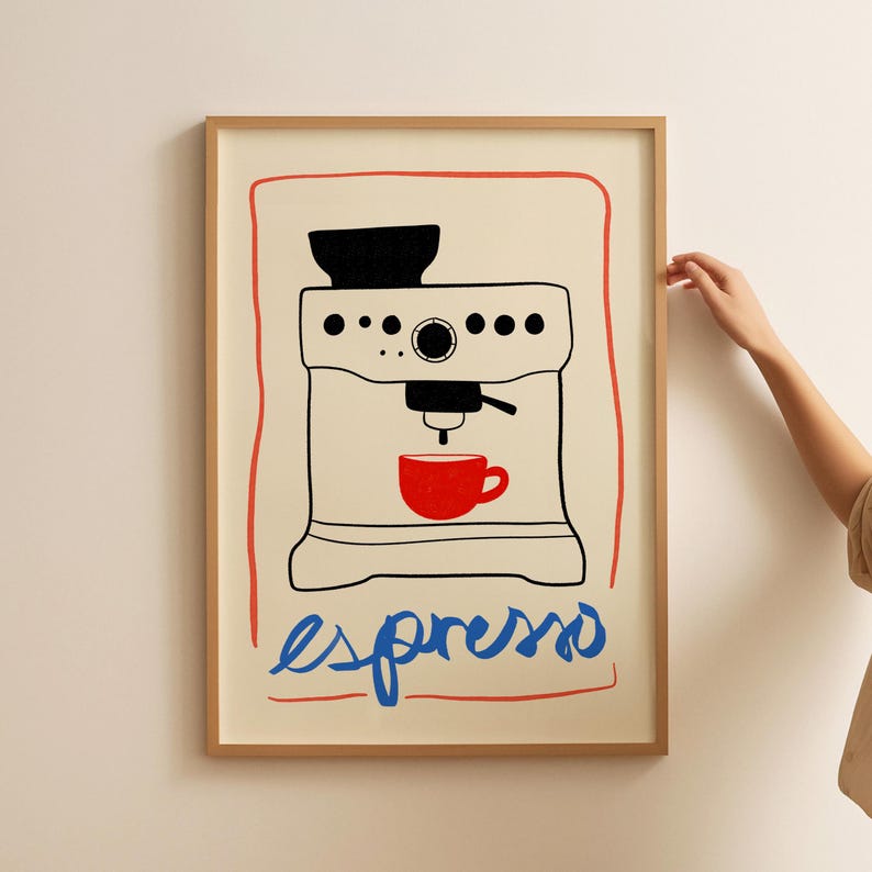 Hand Drawn Coffee Breakfast Print, Coffee Club Print, Cute Coffee Bar Decor, Trendy Kitchen Poster, Funny Coffee Print, Kitchen Decor, Printable Kitchen Wall Art, Coffee Bar Art, Kitchen Digital Print, Coffee Lover Club Print, Coffee Shop Wall Art