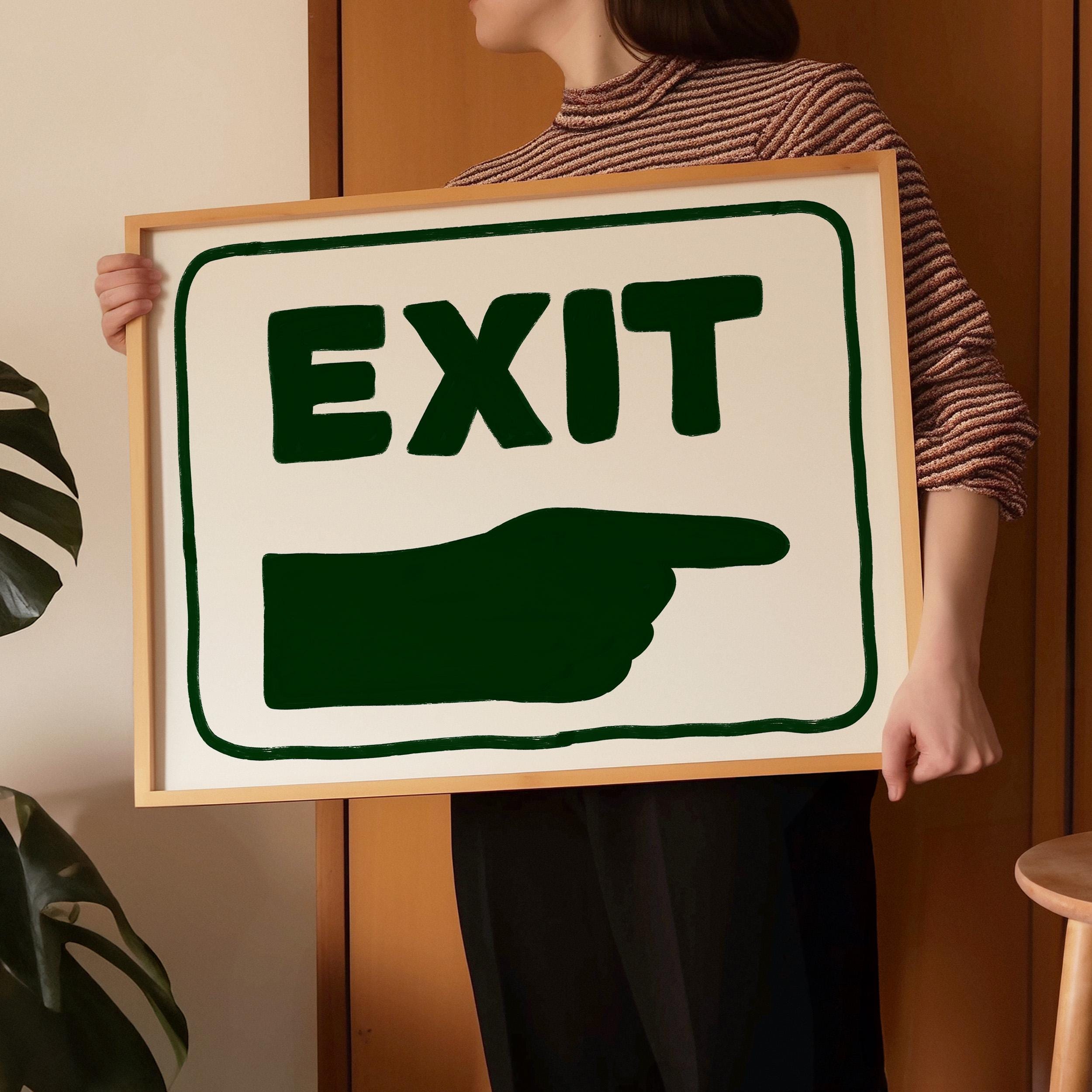 Exit Sign Print: Funny Mid Century Modern Hallway Art (digital Download ...