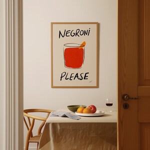 Bar Cart Print, Negroni Cocktail Wall Art, Kitchen Print, Apartment Decor, Retro Wall Art, Negroni Cocktail Poster, Alcohol Print, Modern Home Decor, Vintage Food Print, Trendy Retro Print, Drink Illustration, Mid Century Print, Italian Print