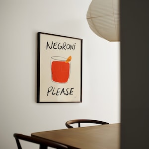 Bar Cart Print, Negroni Cocktail Wall Art, Kitchen Print, Apartment Decor, Retro Wall Art, Negroni Cocktail Poster, Alcohol Print, Modern Home Decor, Vintage Food Print, Trendy Retro Print, Drink Illustration, Mid Century Print, Italian Print