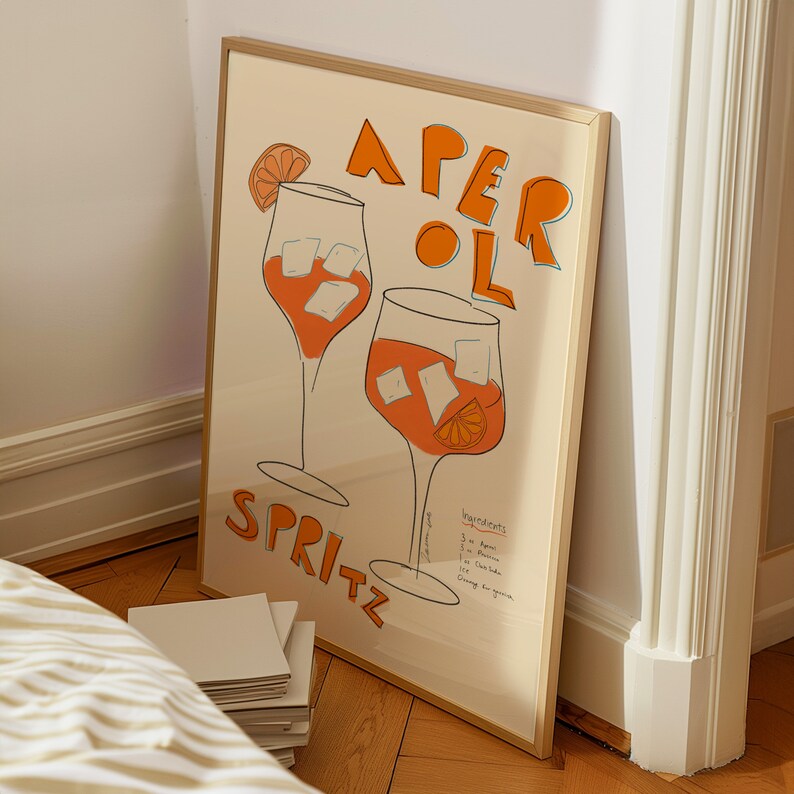 Modern Kitchen Art, Kitchen Print, Trendy Wall Decor, Hand Drawn Cocktail Poster, Trendy Wall Decor, Hand Drawn Drinks Poster, Cute Bar Cart Art, Hand Drawn, Cocktail Wall Art, Funky Art Print, Retro Poster, Digital Download, Foodie Drawing
