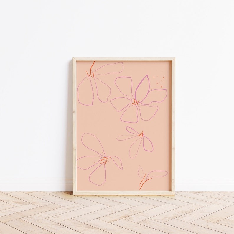 Botanical Line Drawing, Flower Line Art, Digital Download, Minimal Floral Print, Minimalist Print, Modern, Aesthetic, Abstract Flower, Abstract Botanical, Scandi, Danish, Pastel, Organic Shapes, Boho, Orchid, Flower Market, Line Art Flowers, Spring