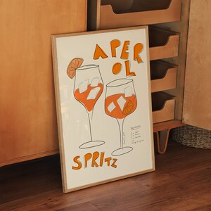 Aperol Spritz Print, Aperol Spritz Bar Sign, Aperol Poster, Bar Cart Decor, Retro Drink Poster, Kitchen Cocktail Poster, Trendy Kitchen Decor, Cocktail Print, Bar Cart Wall Art, Aperol Spritz Wall Art, Cocktail Poster, Bar Cart Art, Cocktail Prints