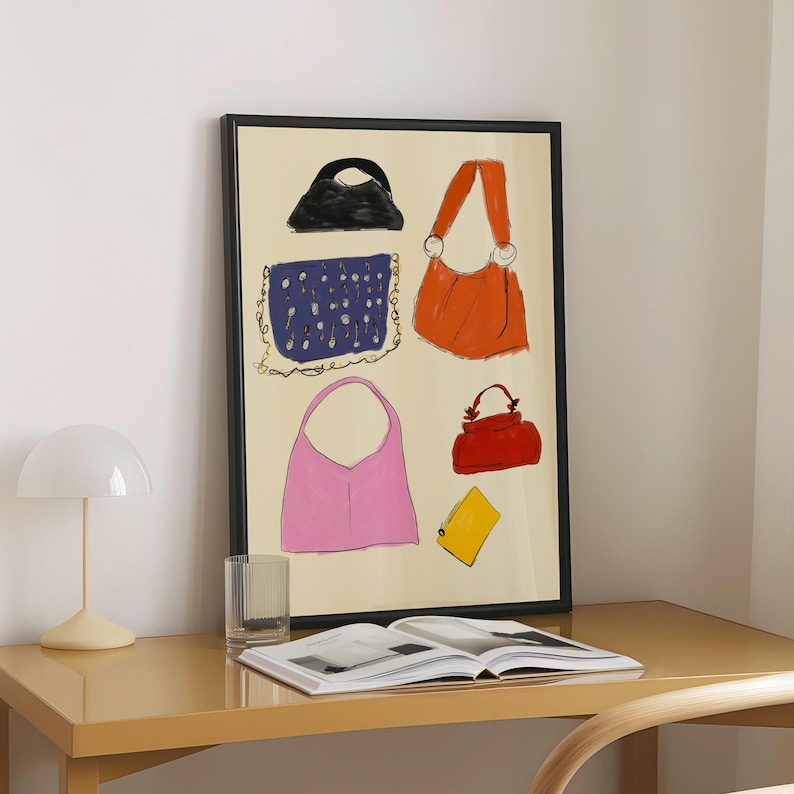Modern Home Decor, Printable Wall Art, Scandinavian Decor, Living Room Decor, Bedroom Wall Art, Living Room Art, Living Room Wall Art, Cute Apartment Decor, Coquette Poster, Girly Wall Art, Minimal Prints, Handbag Fashion Print