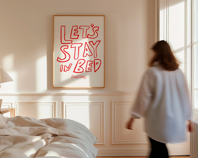 Bedroom Wall Art, Sweet Dreams Poster, Good Night Print, Modern Wall Art, Above Bed Poster, Minimal Wall Art, Trendy Hand Drawn Print, Trendy Wall Decor, Retro Art Print, Mid Century, Mid Century Modern Print, Art for Bedroom, Apartment Wall Art