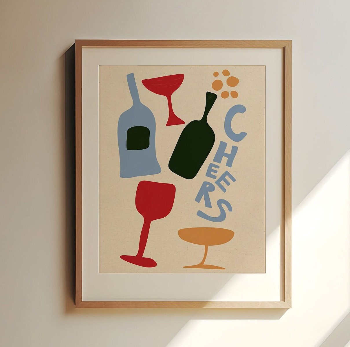 Cheers Print Wine Glasses Cheers Poster Bar Cart Art Hand - Etsy