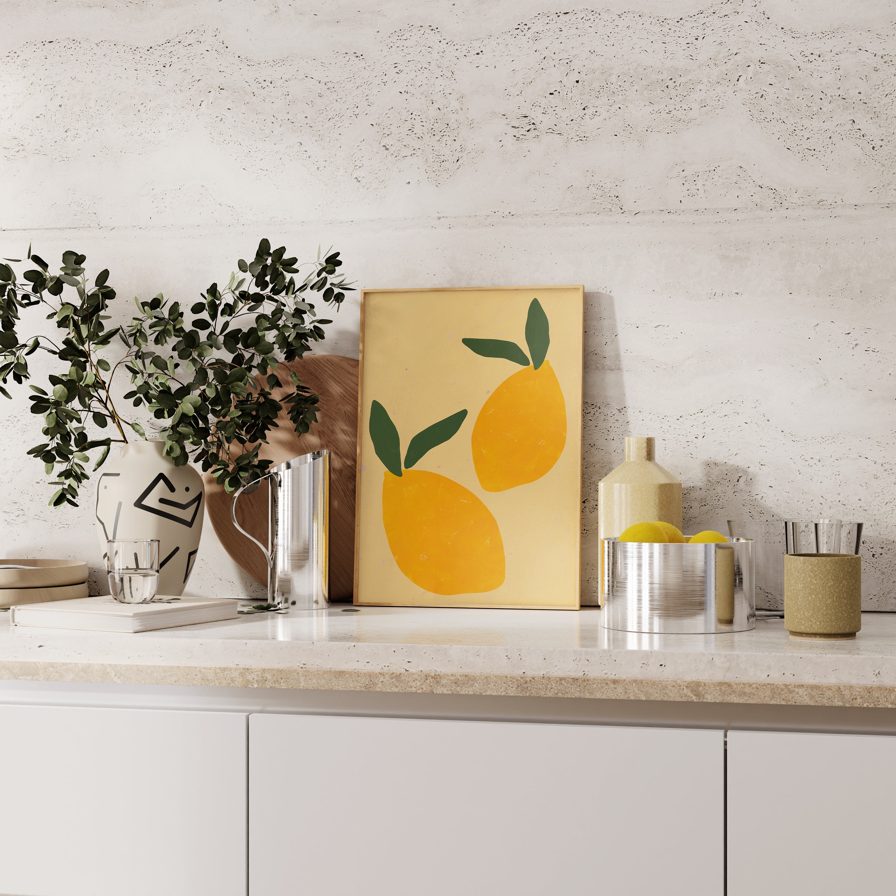 Lemon Wall Art, Yellow Lemons Poster, Minimalist Poster, Kitchen Art ...