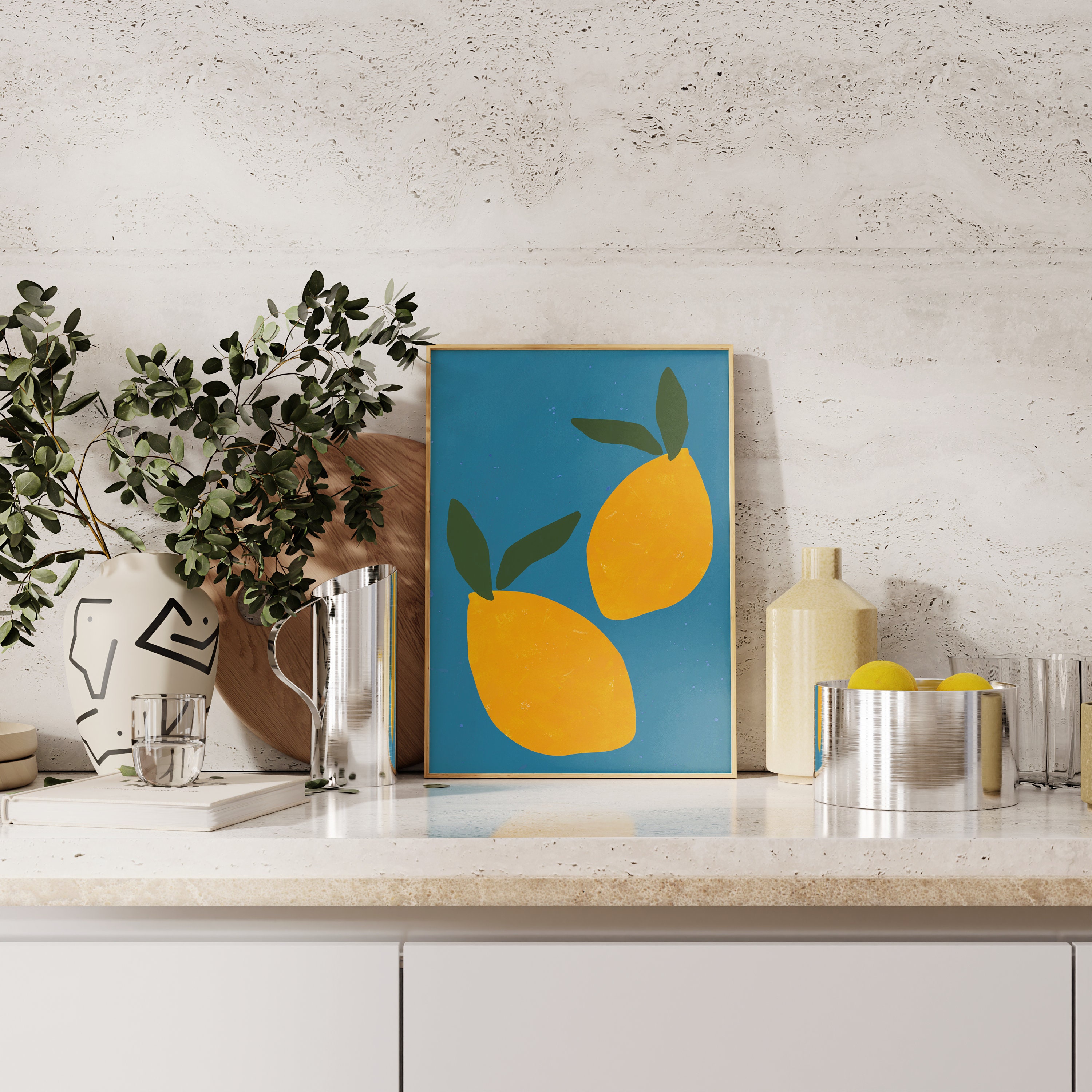 Lemon Wall Art, Kitchen Art Print, Summer Fruit Illustration, Still ...