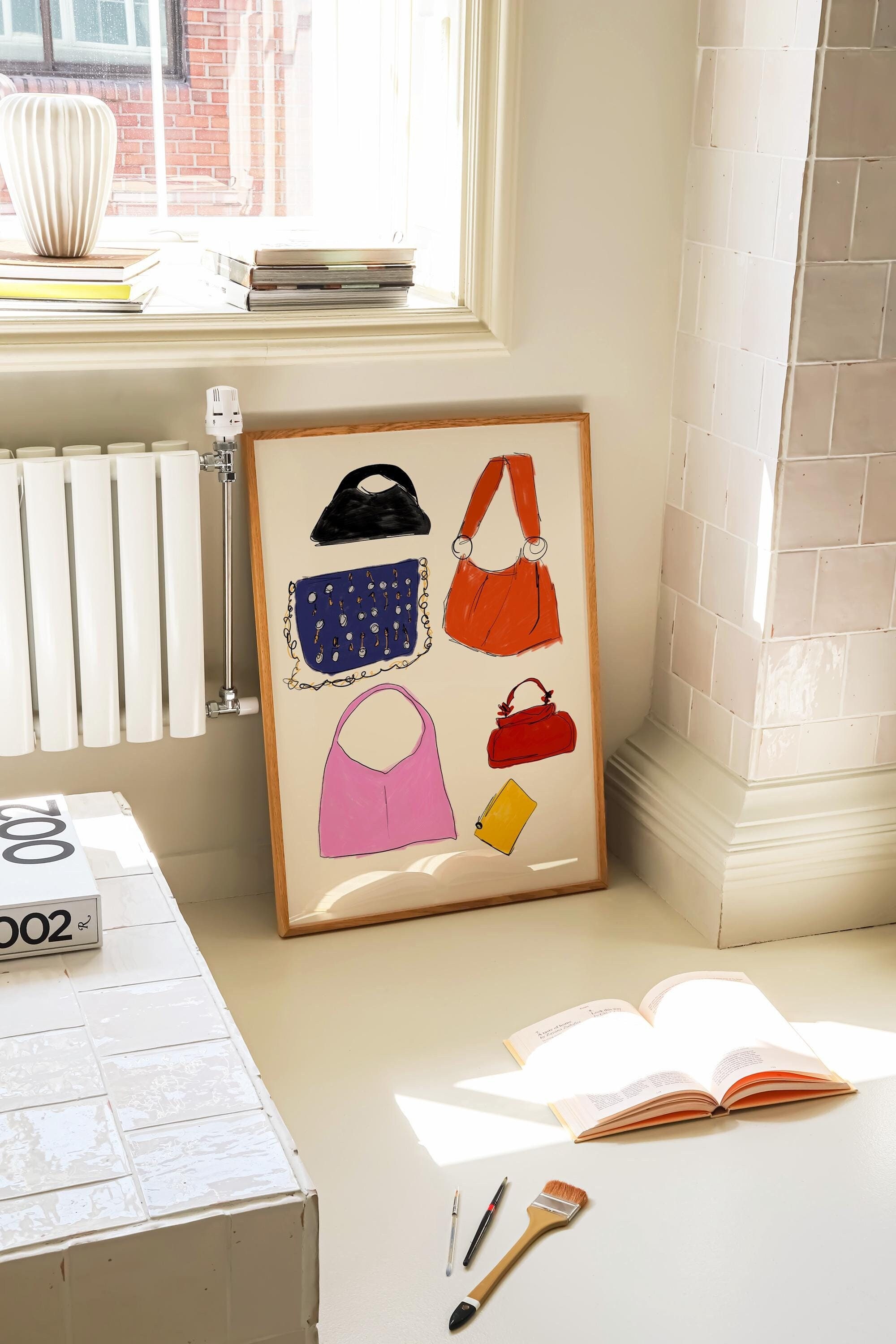 Handbag Fashion Illustration Print, Coquette Room Decor (Digital Download)