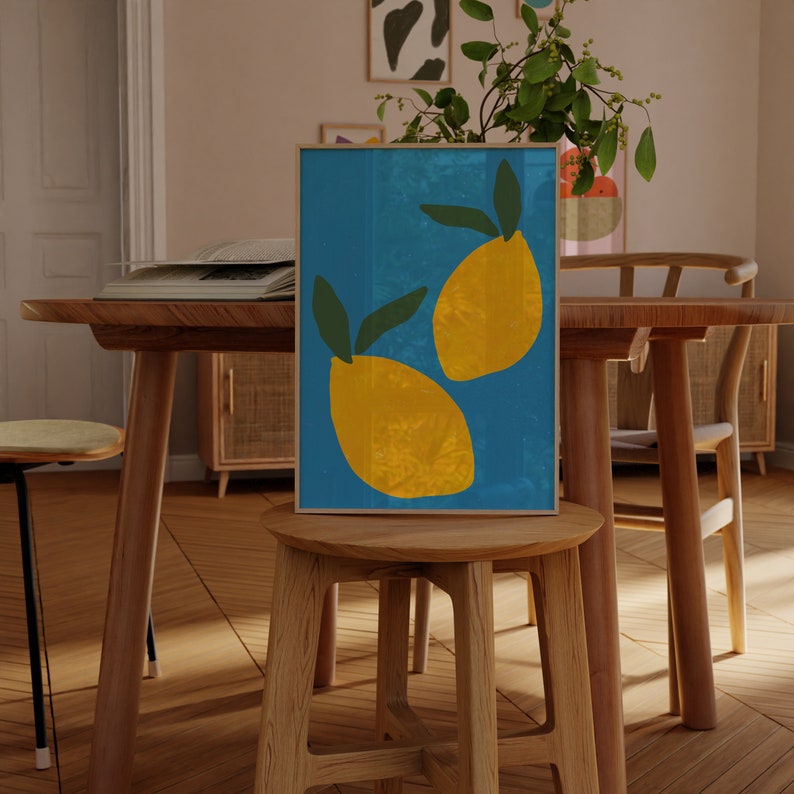 Lemon Wall Art, Kitchen Art Print, Summer Fruit Illustration, Still ...