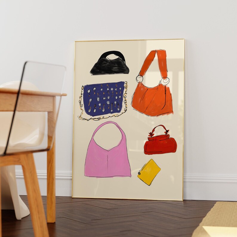 Fashion Print for Girls Room, Mid Century Wall Art, Mid Century Modern, Boho Wall Art, Fashion Wall Art, Aesthetic Fashion Print, Fashion Illustration Print, Bedroom Art, Girl Room Decor, Funky Wall Print, Hand Drawn Art, Hallway Decor, Modern Art