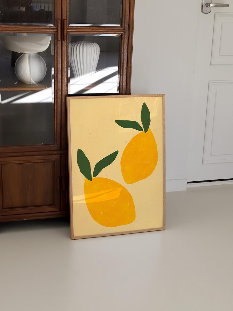 Lemon Wall Art, Yellow Lemons Poster, Minimalist Poster, Kitchen Art ...