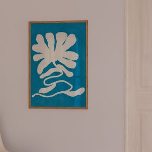 Flower Wall Art, Botanical Art Print, Blue Floral, Abstract Botanical, Abstract, Modern Art Poster, Organic Shape, Floral Illustration, Organic Minimalist, Downloadable Print, Blue Wall Art, Modern Room Decor, Botanical Poster, Digital Art Print