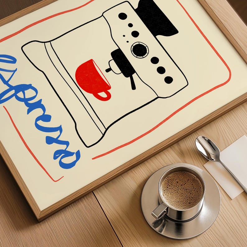 Coffee Bar Wall Art, Coffee Poster, Coffee Print, Coffee Typography Print, Cafe Wall Decor, Trendy Kitchen Decor, Retro Coffee Print, Hand Drawn Art, Minimalist Kitchen Art, Coffee Wall Art, Kitchen Print, Dining Room and Kitchen Poster, Cafe Poster