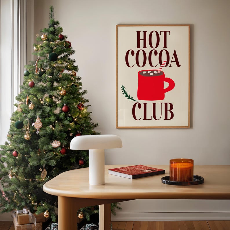 Pop Art, Kitchen Art, Festive Holiday Decor, Cozy Winter Print, Retro Holiday Art, Retro Christmas Print, Trendy Holiday Print, Coquette Christmas Wall Art, Xmas Poster, Trendy Christmas Print, Merry Christmas Winter Poster, Winter Home Decor