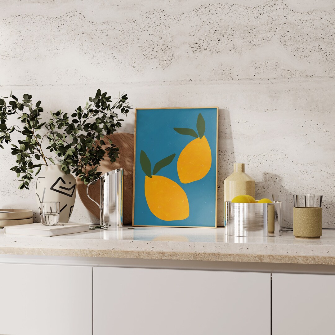 Lemon Wall Art, Kitchen Art Print, Summer Fruit Illustration, Still ...