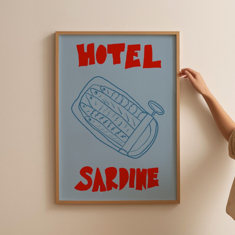 Fish Market Print, Hand Drawn Kitchen Art, Foodie Art Print, Modern Kitchen Wall Art, Sardines Fish Print, Fish Art Print, Sardines Wall Art Print, Trendy Wall Art, Sardines Sketch, Tinned Fish Print, Sardine Tin Art, Trendy Fish Kitchen Wall Art