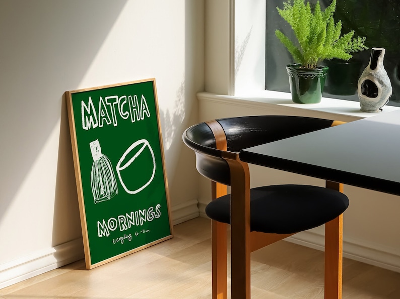 Kitchen Art, Tea Time Kitchen Print, Cup of Tea Art Print, More Matcha, Matcha Gift For Tea Lover, Dining Room Poster, Digital Download, Still Life Tea Poster, Tea Sketch, Tea Cup Poster, Dining Room and Kitchen Posters, Caffe Poster, Coffee Poster