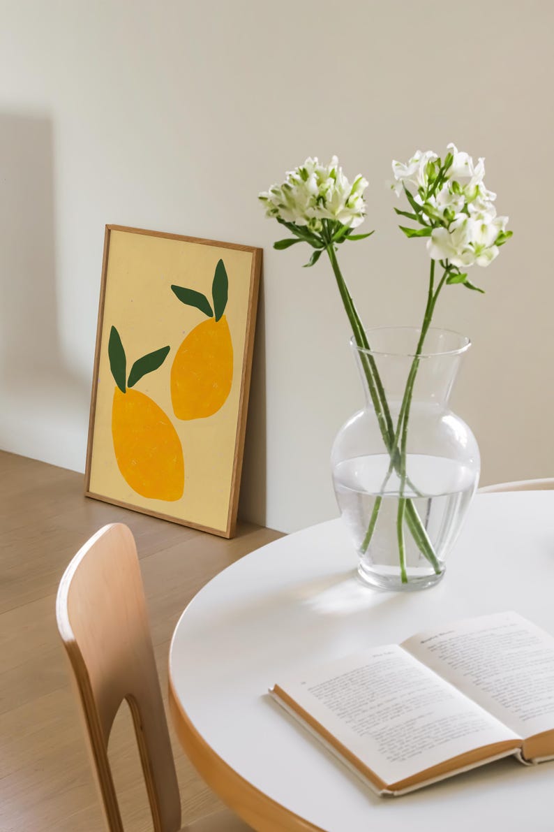 Lemon Wall Art, Yellow Lemons Poster, Minimalist Poster, Kitchen Art ...