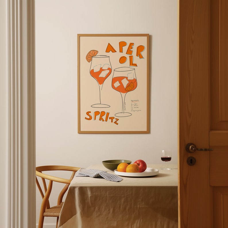 Aperol Spritz Print, Aperol Spritz Bar Sign, Aperol Poster, Bar Cart Decor, Retro Drink Poster, Kitchen Cocktail Poster, Trendy Kitchen Decor, Cocktail Print, Bar Cart Wall Art, Aperol Spritz Wall Art, Cocktail Poster, Bar Cart Art, Cocktail Prints
