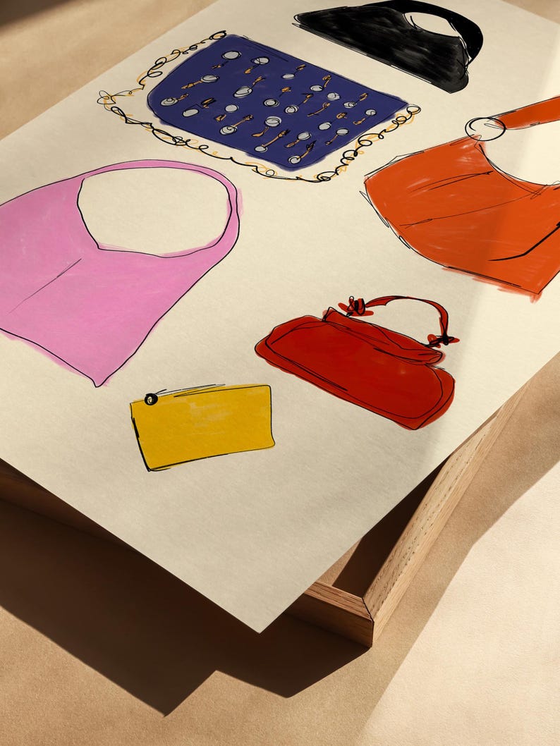 Fashion Print for Girls Room, Mid Century Wall Art, Mid Century Modern, Boho Wall Art, Fashion Wall Art, Aesthetic Fashion Print, Fashion Illustration Print, Bedroom Art, Girl Room Decor, Funky Wall Print, Hand Drawn Art, Hallway Decor, Modern Art