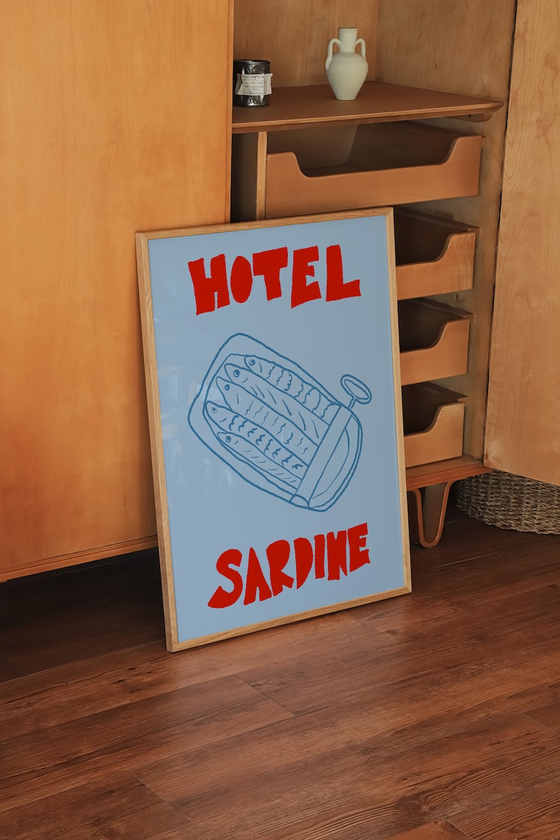 Sardines Tin Print, Digital Download, Sardine Tin Print Download, Retro Sardines Art Print, Trendy Kitchen Poster, Blue Fish Print, Dining Room Decor, Retro Kitchen Decor, Trendy Blue Wall Art, Trendy Blue Print, Trendy Sardines Poster