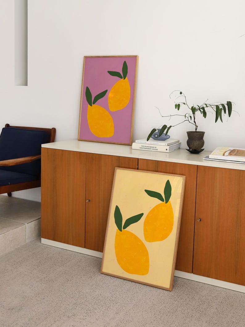 Lemon Wall Art, Yellow Lemons Poster, Minimalist Poster, Kitchen Art ...