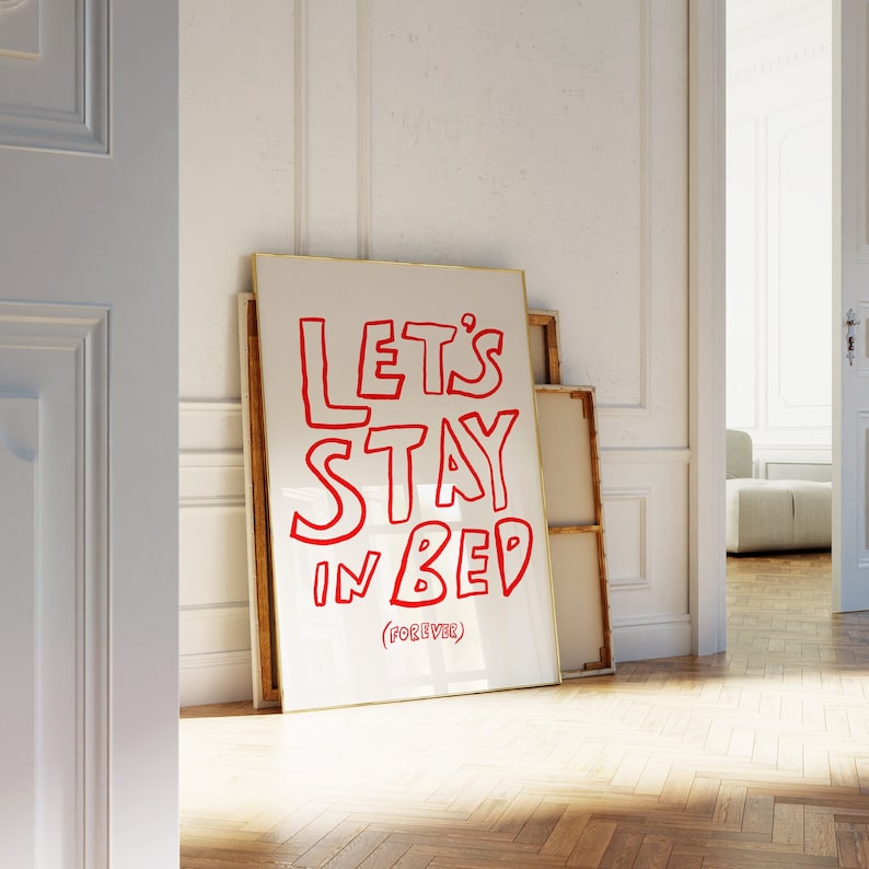 Come Back To Bed Print, Typography Print, Typography Poster, Bedroom Sleep Poster, Sleep Print, Sleep Poster, Bedroom Poster, Trendy Bedroom Print, Let's Stay in Bed Print, Retro Bedroom Poster, Modern Home Decor, Bedroom Decor, Sleep Tight Print