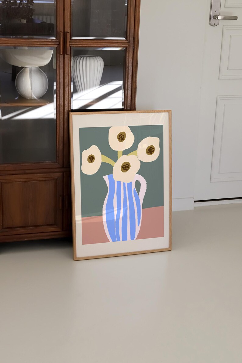 Boho Floral Vase Print, Retro Botanical Art (digital Download) - Etsy