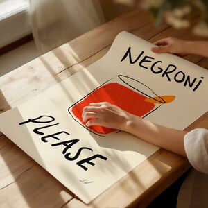 Retro Drink Print, Negroni Poster, Negroni Bar Cart Print, Negroni Cocktail Print, Negroni Print, Minimalist Cocktail Poster, Hand Drawn Cocktail Poster, Trendy Wall Decor, Bar Cart Wall Art, Retro Cocktail Poster, Vintage Cocktail Print