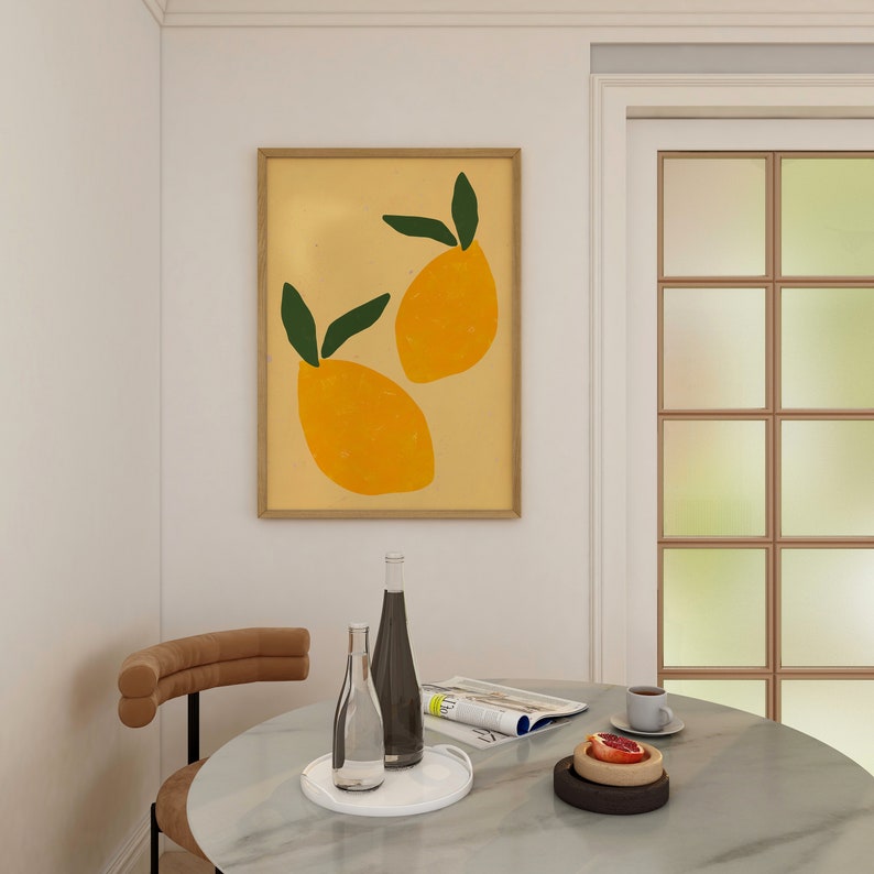 Lemon Wall Art, Yellow Lemons Poster, Minimalist Poster, Kitchen Art ...