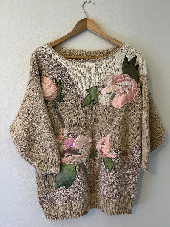 Vintage rose patchwork sweater