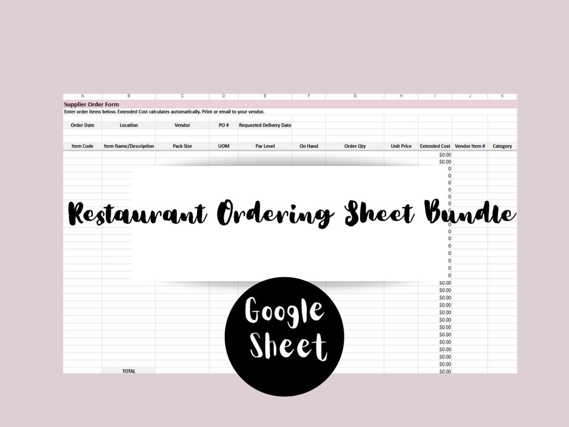 Restaurant Ordering Google Sheet Bundle