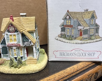 VTG 1996 Liberty Falls Bergman's Clock Shop AH104 Americana Village Collectible