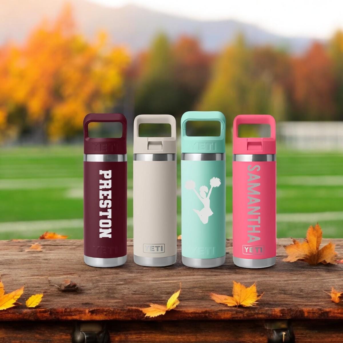 Custom Kids Yeti Water Bottle 18oz with Flip Straw- Personalized Laser Etched Name Tumbler, Perfect Birthday Gift, Travel Tumbler