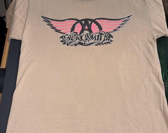 Vintage 1990s Aerosmith Band T Shirt- Giant Tag- Official Tour Merch Size Medium