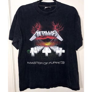 Vintage METALLICA Master Of Puppets 1987 Metal Rock T-Shirt Size L Brockum