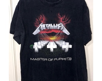 Vintage METALLICA Master Of Puppets 1987 Metal Rock T-Shirt Size L Brockum