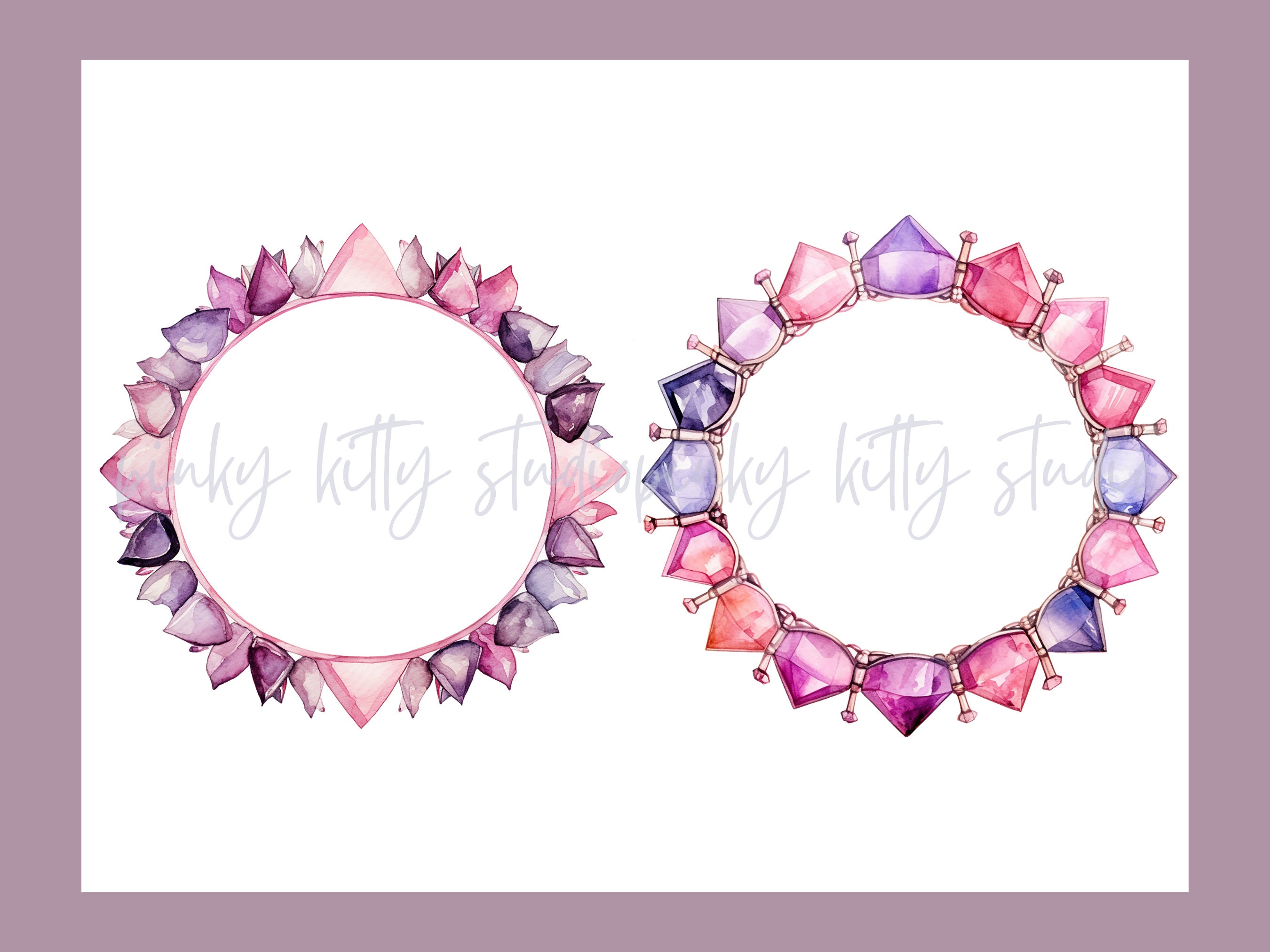 Watercolor Gem Clip Art | Frame Clipart | Mineral Decor Digital File ...