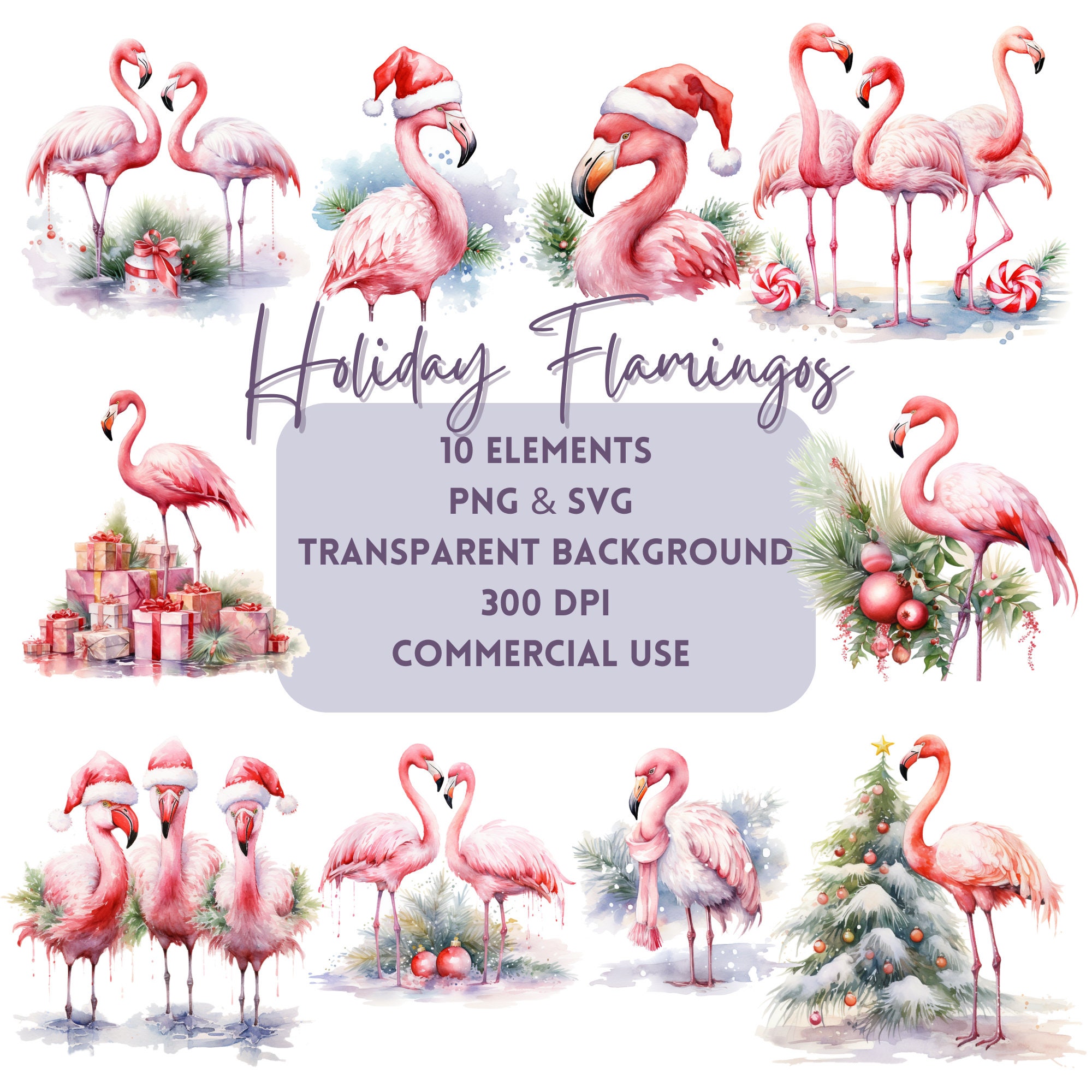 Christmas Flamingo Clip Art 