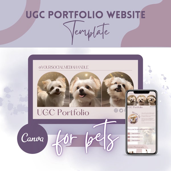UGC Portfolio Template for Pets | Modern Canva Website Template | Content Creator Kit | Boho UGC Portfolio | Landing Page Canva Website