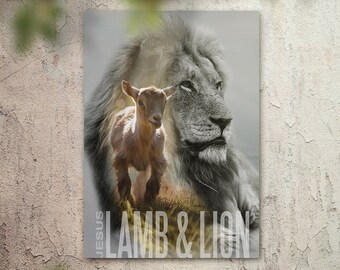 Lion and Lamb, Amazing Christian Digital Painting, Christian Poster, Beautiful Wall Art, Lion and Lamb Digital Christian Art