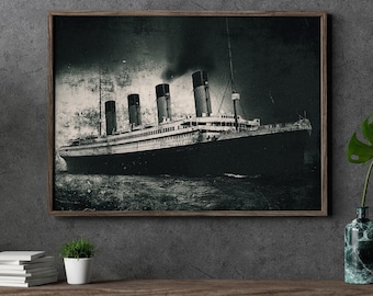 DRUKUJ Titanic Retro Vintage Plakat, Statek RMS Titanic, Sztuka Ścienna Morska, Wystrój Vintage, Sztuka Retro