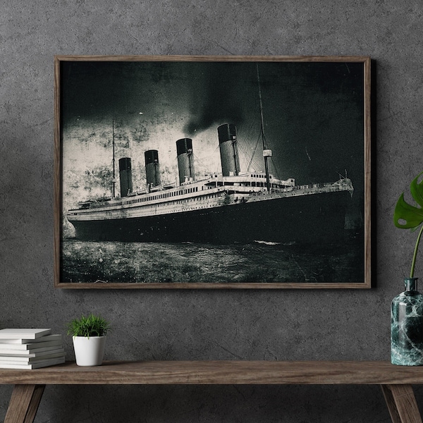 PRINT Titanic Retro Vintage Poster, RMS Titanic Ship, Nautical Wall Art, Vintage Decor, Retro Art