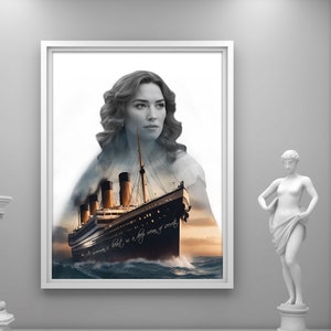 Unique Double Exposure Kate Winslet Titanic, Collector&#39;s Titanic Movie Gift, Movie Decor, Titanic Movie Lover Gift, Digital Download